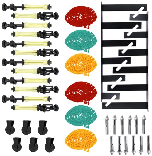 Goshoot Système de support de toile de fond pour photographie,Support mural manuel à 6 rouleaux pour prise de vue portrait en studio photo avec 2 crochets pliés, 12 vis d'expansion, 6 poids