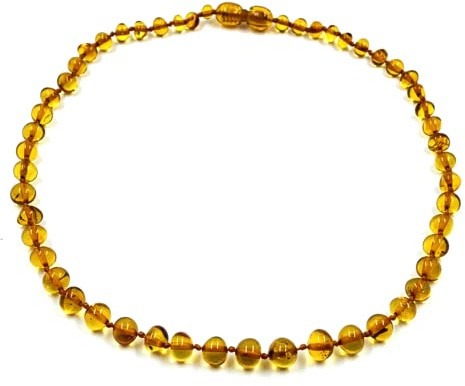 Collana di ambra (unisex) 34 cm - Collana fatta a mano in ambra baltica naturale certificata (cognac), ambra, ambra, Ambra, Ambra
