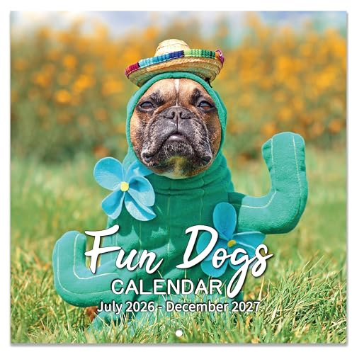 Calendar 2026-2027 - Cute Puppies Wall Calendar 2026-2027, 18 Months Fun Dogs Calendar, Jul. 2026 - Dec. 2027, 12'' x 12'' (Closed), 12'' x 24'' (Open), Funny Dog Calendar Gag Gifts, Hanging Hole, Holidays