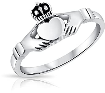 DTPsilver® Bague Claddagh en Argent Fin 925 - Amour, Loyauté et Amitié - Cœur Plaqué Or Jaune ou Rose, avec ou sans Nœud Celtique.
