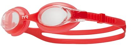 TYR Lunettes de natation Swimple pour enfants, transparent/rouge
