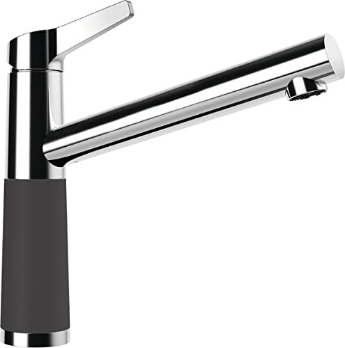 SCHOCK Küchenarmatur SC-510 Dusk – graue niederdruck Armatur CRISTADUR mit Festauslauf und Standard Norm-Anschlüssen