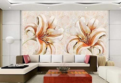 VRPRIME Flowers Sandstone Backdrop 3D Wallpaper Home Decoration Living Room Bedroom TV Mural Wallpaper,3D,430x300cm