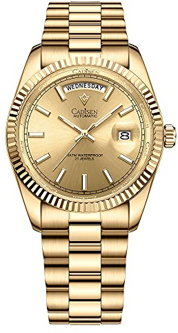 CADISEN Automatik Orologio Da Uomo Con Riserva Di Carica Automatica, Vetro Zaffiro Resistente All'Acqua, Braccialetto In Acciaio Inox Casual, Bracciale