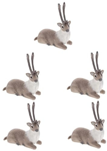 Abaodam 5 STK Simulation Elchdekoration Tierfiguren Spielzeug Hirsch-skulptur Kleine Rentierskulptur Tisch-rentierfigur Kitz Figur Künstliche Hirsche Kunstpelz Aus Kunststoff Kuchen
