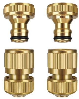 ZEACCT 2 Raccordi per Tubo da Giardino a Collegamento Rapido, Connettori Maschio per Tubo in Ottone Massiccio, per Pistola per Autolavaggio Sistema di irrigazione da Giardino