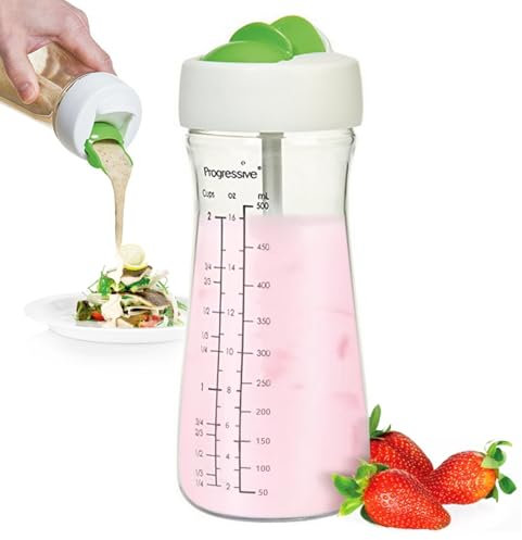 Eiflayn Shaker Vinaigrette,500ml Vinaigrette Mélangeur,Pots à Vinaigrette Secoués à La Main,Shaker Vinaigrette en Verre de Mesure,Vinaigrette