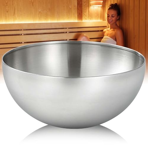 Sauna förångarskål extra stor Ø 15 cm rostfritt stål bastu aromaterapi skål för bastu infusion, eldfast bastu tillbehör lämplig för bastukristaller och mentolkristaller, silver
