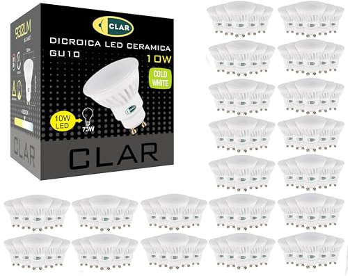 CLAR GU10 LED-lampa, 10 W keramisk lampa, GU10 LED-lampa, GU10 LED-spotlight, GU10 LED-lampa, GU10 LED-lampa, GU10 LED-spotlight, neutral vit 4000ºK (förpackning 100)