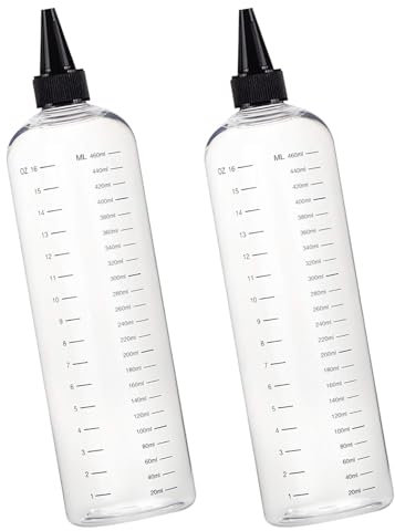 YUNXCNA Quetschflasche, 2 Stück 460ml Transparent Squeeze Flasche mit Skala, Plastik Klare Ölspender Quetschflasche mit Kappen, Für Saucen, Salatdressings, Öle, Soßen, Ketchups(Schwarzer Deckel)