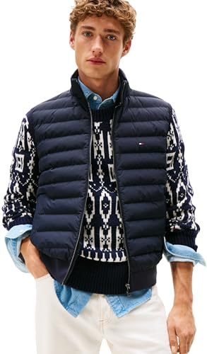 Tommy Hilfiger Veste sans Manches Homme Mix Media Gilet avec Col Montant, Bleu (Desert Sky), S
