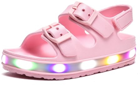 GULAKY Sandales pour enfant fille - Sandales de bain - Chaussures aquatiques - Pantoufles pour garçon - Bandes LED - Boucle réglable - Antidérapantes - Fermeture - Sandales d'été