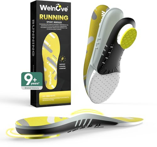 Welnove Cuscinetti sportivi per scarpe da corsa e palla (uomo 42-44) – Supporto dinamico con assorbimento degli urti per basket, pallavolo, tennis e attività all'aperto