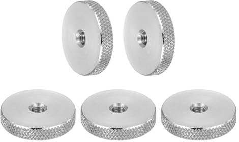 sourcing map 5 tuercas de pulgar moleteadas planas M5, acero inoxidable 304, cabeza plana de diamante moleteado a través del agujero, tuercas de ajuste para electrónica, máquina, 25 mm de diámetro x 5