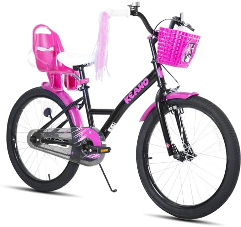 JOYSTAR Zinnia Bicicletta 20 per bambina da 8 a 11 anni con ruote stabilizzatrici e manubrio regolabile, colore: nero