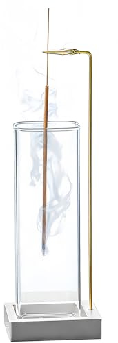 Rökelsehållare, metallrökelsehållare för pinnar med avtagbar askfångare i glas, anti-aska rökelsebrännare, lyxig heminredning för meditationsavkoppling (silver)