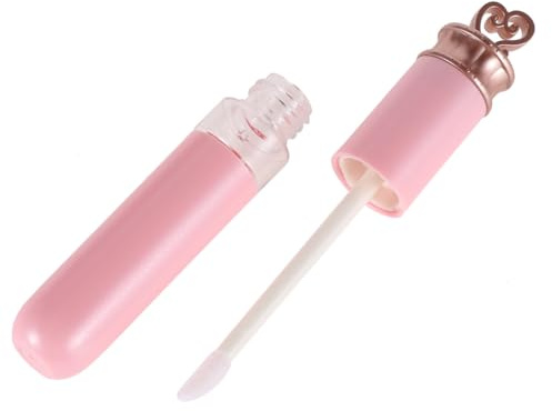 VILLFUL 5pcs Pink Heart 5-6ml Plastic Lip Gloss Tubes Empty Lip Gloss Containers DIY Liquid Lipstick Bottles for Travel and Makeup Storage