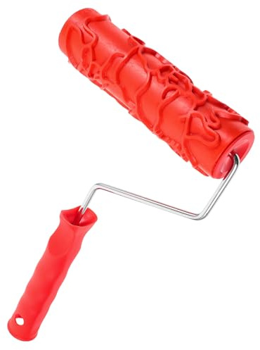 POPETPOP Rullo per Pittura Strutturato 7 Pollici con Motivo Decorativo in Gomma per Cartongesso, Rullo per Vernice Testurizzato con Impugnatura Ergonomica, per Decorazione Murale e