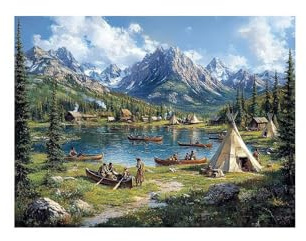 Luminiscencia Pintar por Numeros Adultos Carpa Kit Pintura Manualidades Adultos con Lienzos para Pintar 135x100CM Luminiscencia Pintura Acrilica, indios Cuadros Decoracion Salon Modernos GYYH-6607