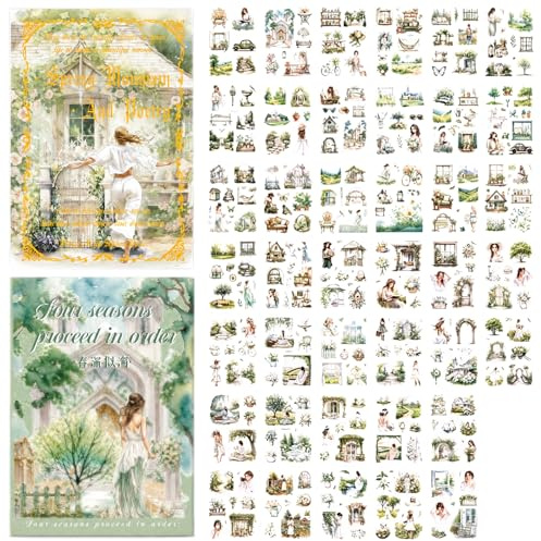 Scrapbook Stickers Set, 40 Sheets Junk Journal Zubehör & Scrapbooking Zubehör, Washi Aquarell Sticker Book für Erwachsene - Perfektes Journaling Zubehör für DIY-Projekte