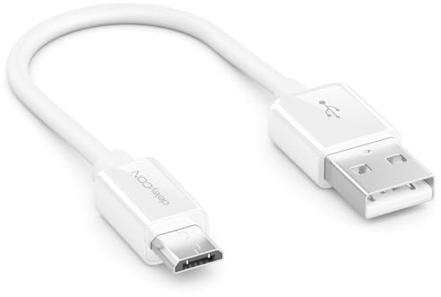 deleyCON 0,15m Micro USB Ladekabel Datenkabel Kompatibel für Android Handys Smartphones Tablets MP3 Player Kameras uvm. - Weiß