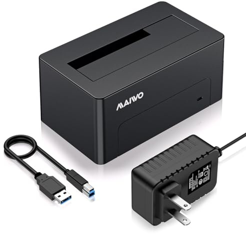 MAIWO Adattatore da SAS a USB 3.0, lettore di hard disk SAS SATA per HDD SSD da 2,5 3,5, capacità 24 TB, docking station per disco rigido esterno con alimentazione 12 V/2 A, senza attrezzi