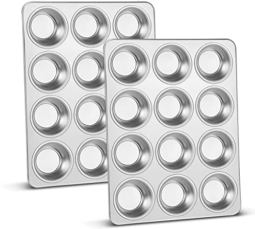 TEAMFAR Muffinform, Rostfritt Stål Muffinplåt för 12 Muffins Kakform 2-delar Set