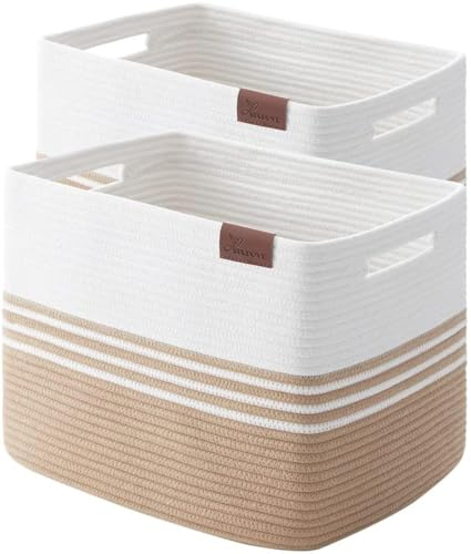 SIXDOVE Storage Baskets, 42L*2 Pack Storage Baskets for Organizing, Laundry Basket for Closet,Cotton Rope Blanket Basket for Storage, Toy Storage Basket for Living Room, Laundry Room, Bedroom-Jute