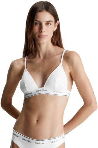 Calvin Klein Damen Bikini Oberteil Triangel Triangle-Rp Logobund, Weiß (Pvh Classic White), L