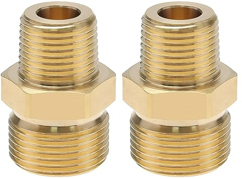 YINETTECH 2 PZ Accoppiatore Per Idropulitrice In Ottone Da 3/8 Pollici NPT Maschio A M22 Adattatore Maschio Da 14 Mm Raccordo 4500 PSI Filettatura Esterna Convertitore Connettore Tubo Idropulitrice