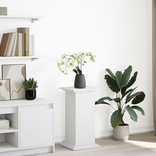 Homgoday Postament med förvaringsutrymme dekorativt stativ blomställ blompelare trädgårdspelare växtstativ vit 31 x 30 x 60 cm träbaserade material
