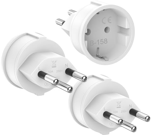 Ticenpe Adaptador Enchufe Suiza 3 Piezas Adaptador Enchufe Europeo/España a Suizo, Adapter de UE a Switzerland, Tipo C/E/F a Tipo J para Maldivas, Ruanda, Liechtenstein