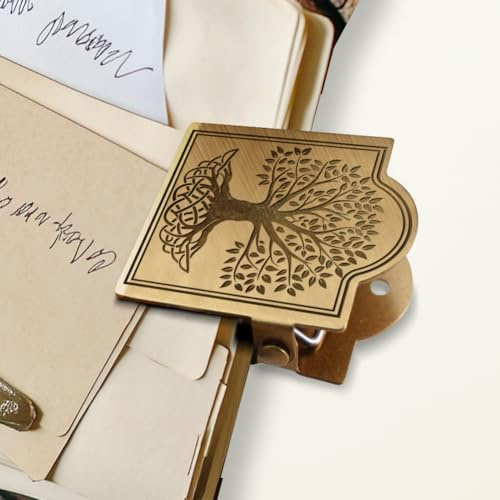 ANATTASOUL Clip de Carnet de Voyage en Laiton Vintage Arbre De Vie, Pince Journaling Métal Book Clip Décorative pour Journal, Carnet, Livre et Marque-page