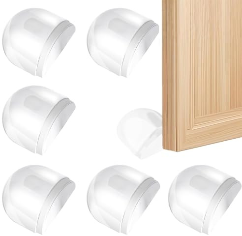 6 Topes de Puerta Adhesivos Transparentes para Todo Tipo de Suelos Duros Protegen Paredes y Muebles No Requieren Taladrar Fácil Instalación Tope de Puerta Discreto para Suelos