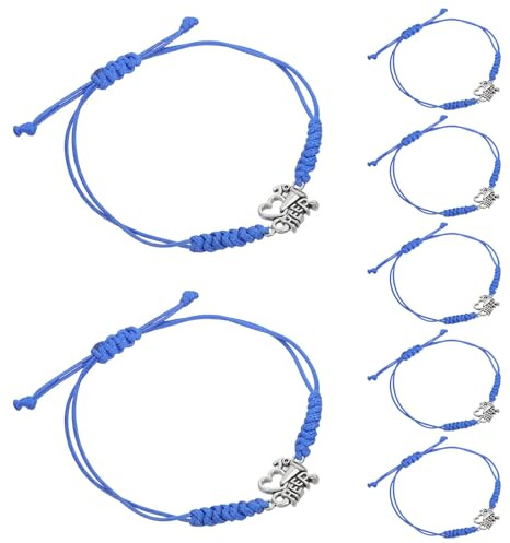 TOGEVAL 12 St Justerbara Handflätade Cheerleading-armband i Blått Hållbara Vaxade Snören med Uppmuntrande Berlocker Lyckoband och Present till Tonåringar Lag och Vänner vid Sportevenemang