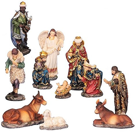Unbekannt Krippenfiguren 11teiliges Set 14,5 cm Krippe Weihnachten
