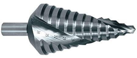 RUKO HSSE-Co 5 Spiral Fluted Step Drill Bit with Split Point, Bright Finish, 4.0-12.0 mm Diameter, Size 0/9, 65.0 mm Length, R101050-9E