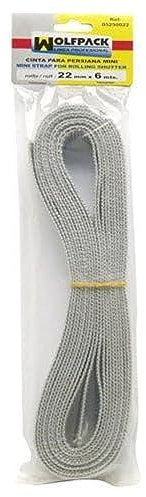WOLFPACK LINEA PROFESIONAL - Cinta Persiana Gris 22 mm. Rollo 6 Metros
