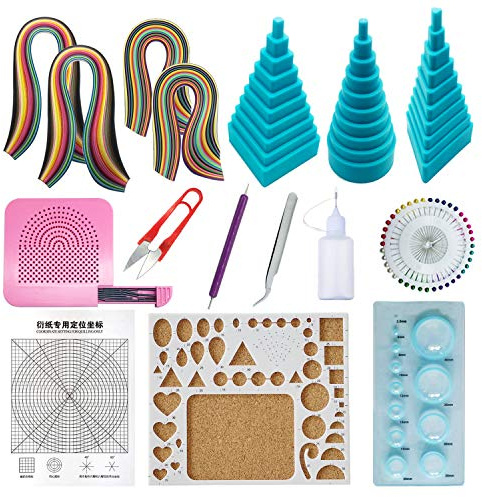 Woohome Set de Papel de Filigrana con 12 Herramientas de Quilling y 36 Colores de 880 Tiras de Papel Quilling