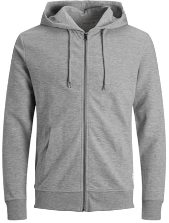Jack & Jones Jjebasic Sweat Zip Hood Noos Sudadera con capucha de deporte, Gris (Light Grey Melange), M Hombre