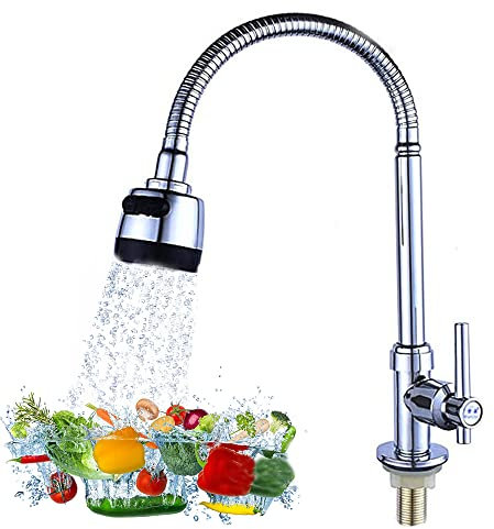 Wasserhahn Küche, Waschbecken Armaturen, Küche Spültischarmatur, Küchenarmatur 360° Schwenkbar Mit Bubbler und Filterschicht (Nur Kaltes Wasser) (Wasserhähne)