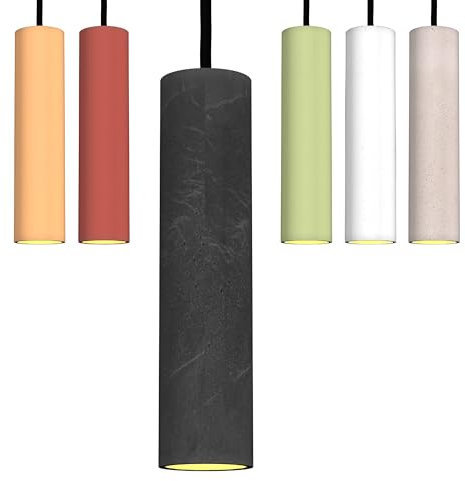 Betoniq Pendelleuchte Beton modern groß NARA27 außen schwarz innen gold - Industrial Design Betonlampe Hängelampe mit LED Glühbirne und Fassung GU10 - Hängeleuchten & Pendelleuchten in Betonoptik