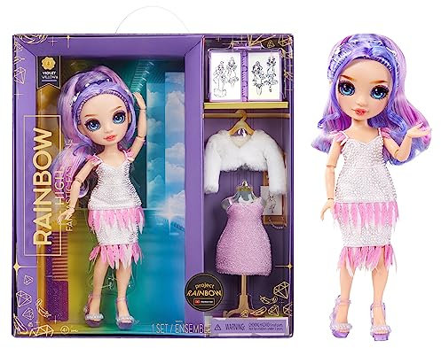 RAINBOW HIGH Muñeca Fantastic Fashion - Violet Willow - Muñeca de Moda de 28cm y Set de Juegos con 2 Conjuntos y Accesorios de Moda - para niños y niñas de 4 a 12 años