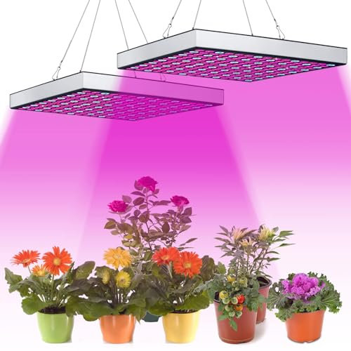 Randaco 2x45W LED Pflanzenlampe Vollspektrum mit 225 LEDs, 4050LM Vollspektrum LED Grow Lampe, Grow Light Wachstumslampen fur Zimmerpflanzen, Gemüse, Blume, Aussaat, Growregale, Gewaechshaus