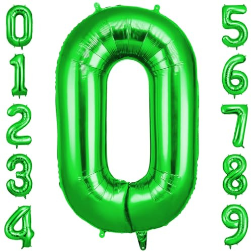 OFFCUP Palloncini Compleanno Verde 101 CM, Palloncino Numero 0, Foil Palloncini Numeri, Giganti Palloncini Numeri, Decorazioni Festa Compleanno, Gonfiabili Pallone per Anniversario