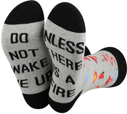 Funny Fireman Socks Fireman Firefight Off Duty Socks Firefighter Socks Fireman Appreciation Gift (Cotton, There Is A Fire SOCKS)