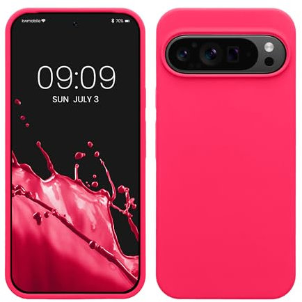 kwmobile Case Compatible with Google Pixel 9 Pro XL Case - TPU Silicone Phone Cover with Soft Finish - Neon Pink