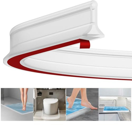 Fentar 2m Wet Room Floor Barrier, Self-Adhesive Shower Splash Guard, Rubber Shower Water Barrier, Shower Threshold Water Barrier, Flexible Shower Screen Seal Strip for Bathroom Floor Sink Bathtub