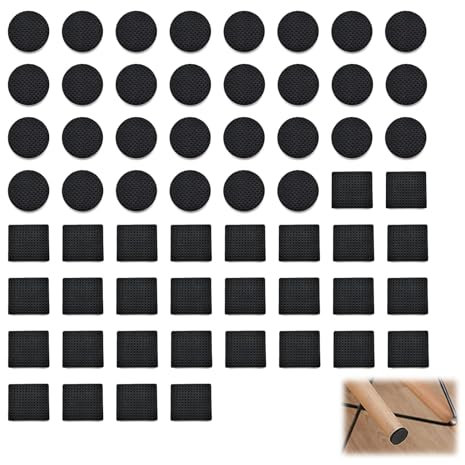 60 Pezzi Cuscinetti Antiscivolo Gomma, Gommini Adesivi Rotondi e Quadrati, Protezioni Autoadesive per Pavimenti, per Sedie, Tavoli, Divani, Mobili - Proteggi Superfici e Riduci Rumore, Neri
