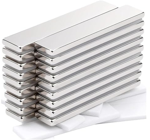 thirei Magneti Potenti, Confezione da 16 Al Neodimio, Magneti Rettangolari 40x10x5mm, per Frigorifero, Lavagna Magnetica, Mobile da Cucina